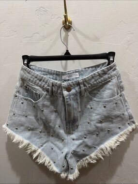TALULAH Light Blue Studded Denim Cutoff Shorts